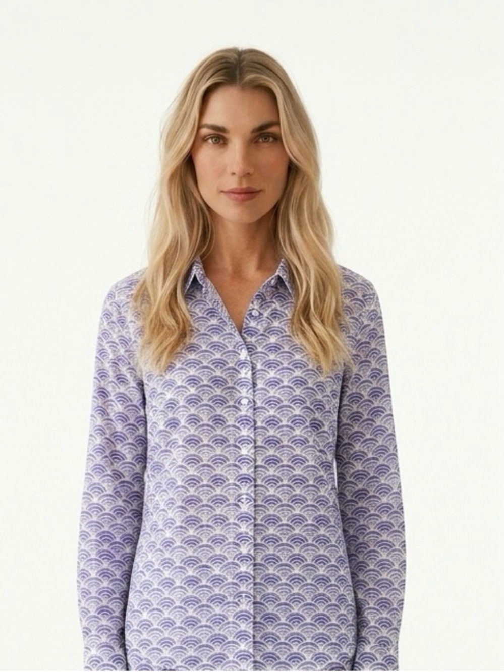 Talbots Purple Patterned Button-Down Shirt